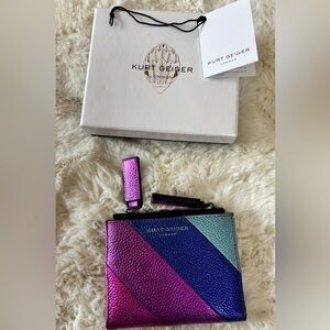 Kurt Geiger Pink and Blue Striped Card Holder